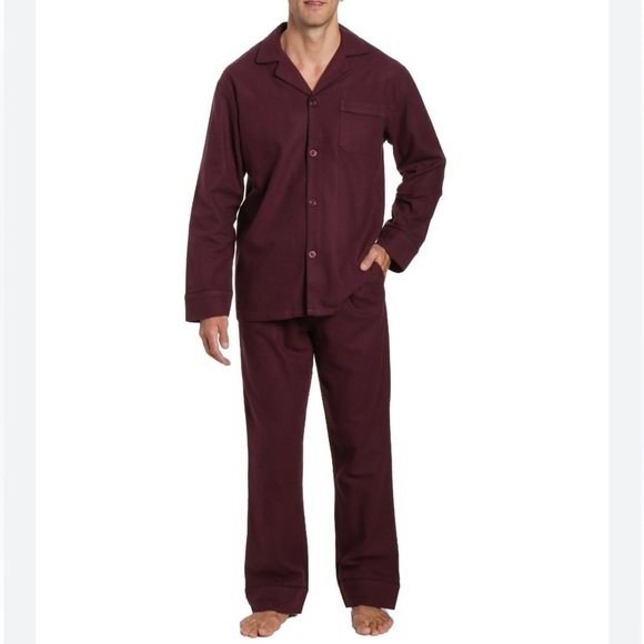 Noble Mount | NWT Fig Burgundy Mens 100% Cotton Brushed Flannel Pajama Set 2XL - Picture 1 of 1